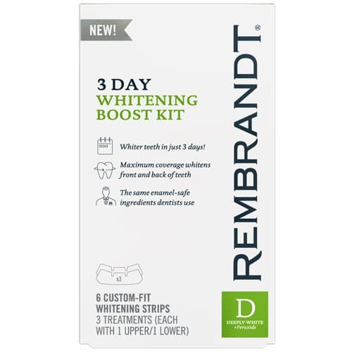 Rembrandt 3 Day Teeth Whitening Kit, 6 Custom Fit Whitening Strips