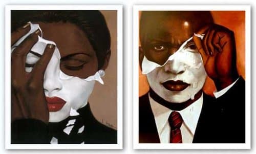 Special Purchase Face Reality Set by Laurie Cooper 20" x24-25 Art Print Poster African-American