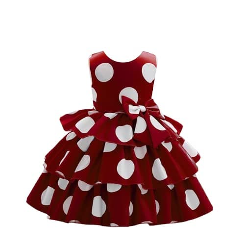 Niren EnterpriseBaby-Girl's Satin Blend A-Line Knee-Length Pink Polka DOT Frock