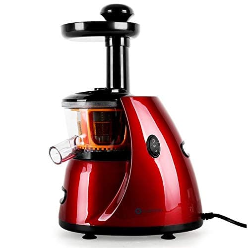 Klarstein Fruitpresso Bella Rossa - Vertical juicer, Stainless Steel Mini-Sieve, Juicer, Propeller Press, 2 containers 600 ml, 150 W, 70 U/min, Silent, Start/Stop Protection, red