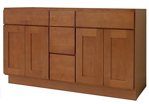 NGY HS-6021DD Vanity Cabinet Maple Wood, 60" L, Honey Shaker