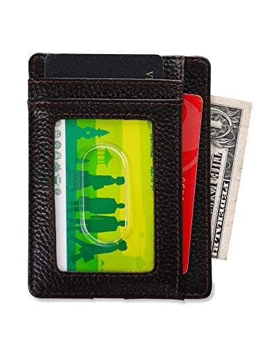 Sheeper RFID Blocking Credit Card Case Slim Genuine Leather Front Pocket Wallet（Brown）L