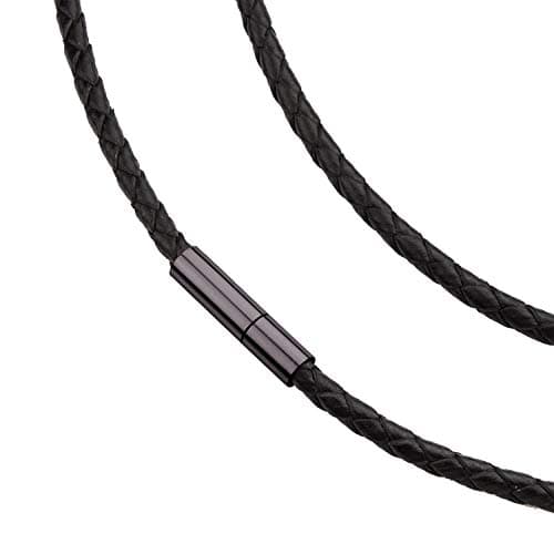 555Jewelry Stainless Steel Braided Leather Cord Wrap Magnetic Clasp Necklace…