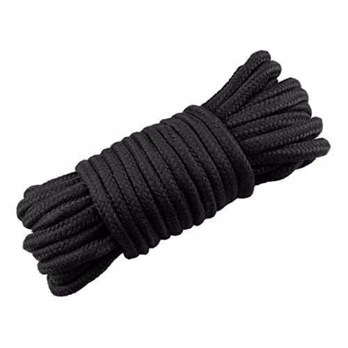 All Purpose Strong Soft Cotton Rope -Pack of 2x33 Feet (20m Total) -Durable Long Rope Strap 8mm Thickness (Black)