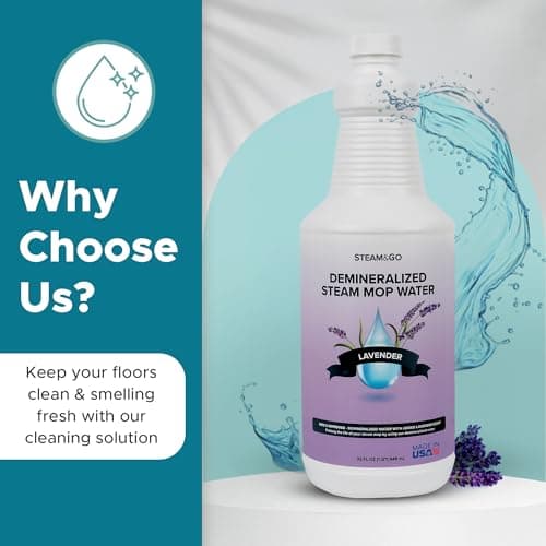 Steam & Go Demineralized Water for Steam Cleaner - PVC-Free Floor Cleaning Solution Compatible for All Steam Mops - Multi-Surface Cleaner for Home Surfaces - Lavender Scent, 32 oz (Pack of 6)