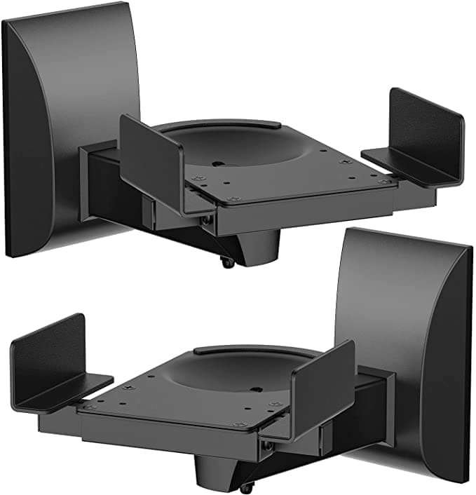 PROLEGEND® PL-SM510 Dual Side Clamping Bookshelf Speaker Wall Mounting Bracket for Large Surrounding Sound Speakers, Hold up to 15Kg.Black Colour.
