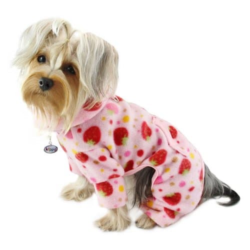 Klippo Pet Yummy Strawberries Fleece Turtleneck Dog Pajamas/Bodysuit Size: Lage