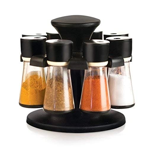 PALAK Plastic Spice Rack, 60ml, 8- Pieces, Black