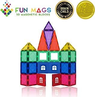 Fun-Mags Magnetic Blocks 36-Piece Set 3D Magnetic Building Blocks, STEM Educational Magnetic Tiles Magnet Toys for Kids, Toddlers