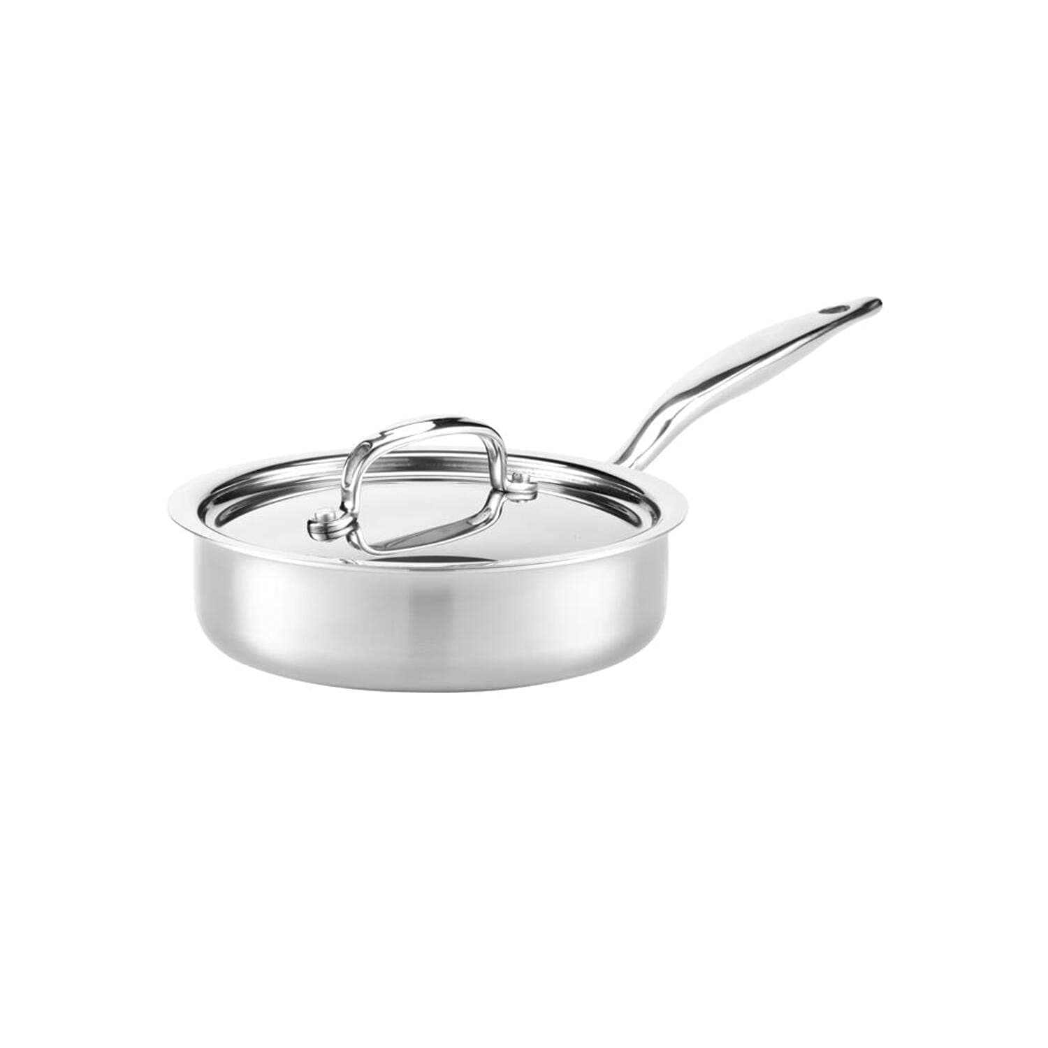 Heritage Steel 1.5 Quart Sauté Pan with Lid - Titanium Strengthened 316Ti Stainless Steel with 5-Ply Construction - Induction-Ready and Fully Clad, Made in USA