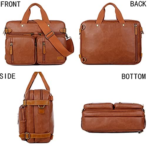 Men Vegan Leather Briefcase Backpack Hybrid 17 Inch Laptop Bag Case Business Messenger bag HB-22