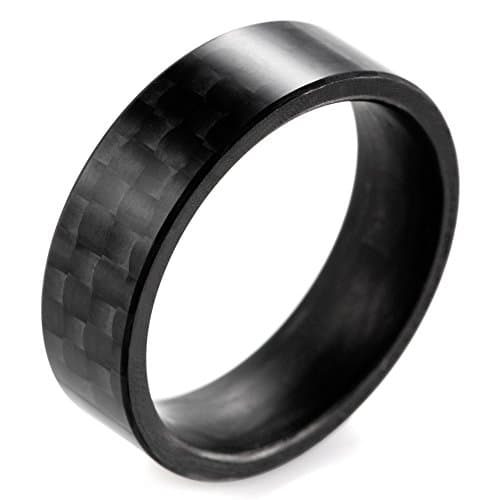 SHARDON Men's 8mm Flat Pure Carbon Fiber Ring