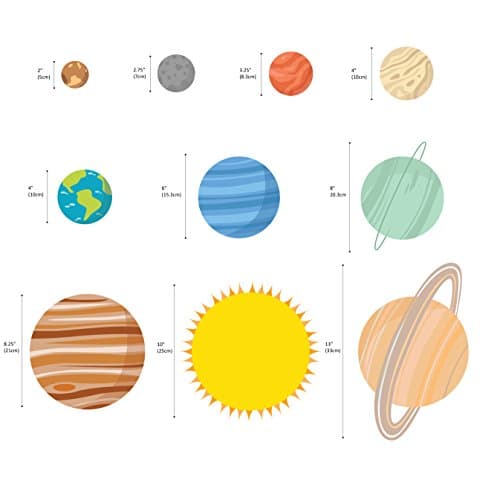treepenguin Solar System Space Wall Decals for Kids Rooms – Large Planets and Stars Stickers for Bedroom Playroom and Nursery – Educational Wall Decor for Boys and Girls