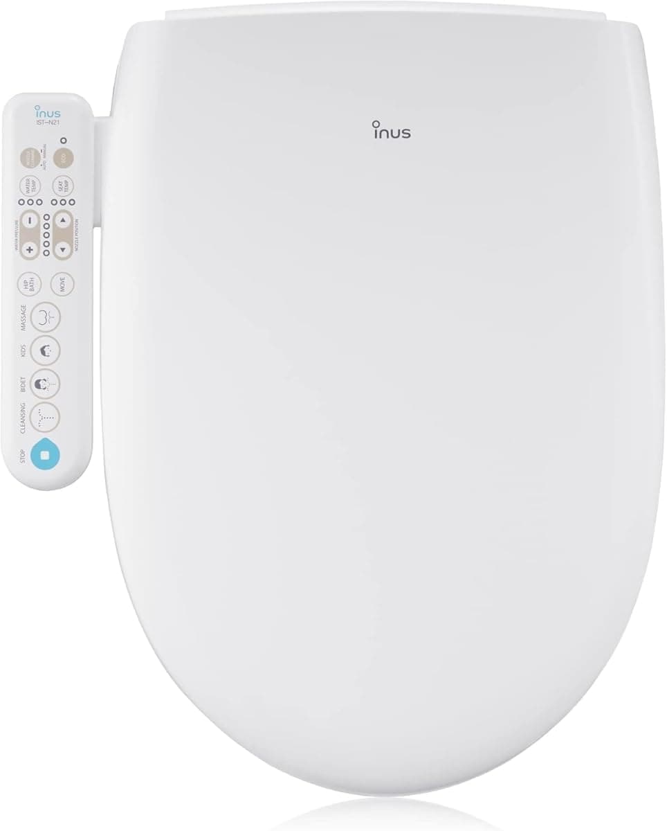 Inus N21 Electric Heated Bidet Toilet Seat Elongated, Warm Water, Smart Heated Water Luxury Bidet Toilet Seat with Kids Mode, Self Cleaning Nozzle, Tankless, Smart Touch Panel & Temperature Control