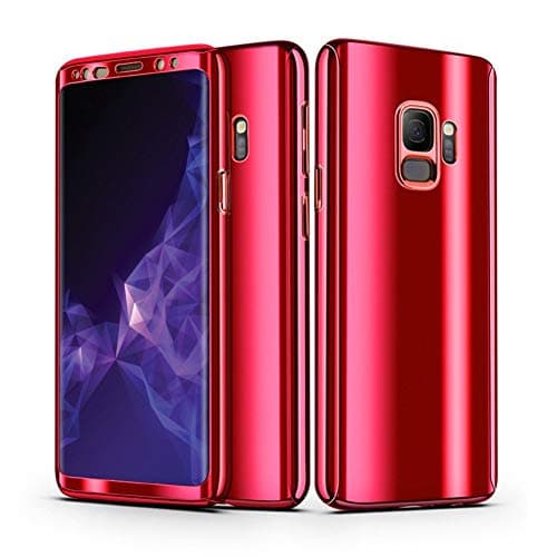 AIsoar Compatible/Replacement fit Galaxy S8 / S8 Plus Case + Screen Protector Cover 2 in 1 360 ° Full Body Protection PC case Ultra Thin Hard Plating Shockproof Protective (red, Galaxy S8)