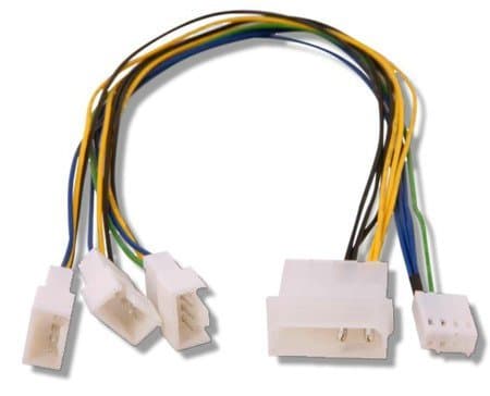 Fan Splitter 4-Pin Molex to 3 PWM Headers, 30cm Long, Connect Multiple PWM Fans, 12V, 15dB, Compatible with Desktop, Server