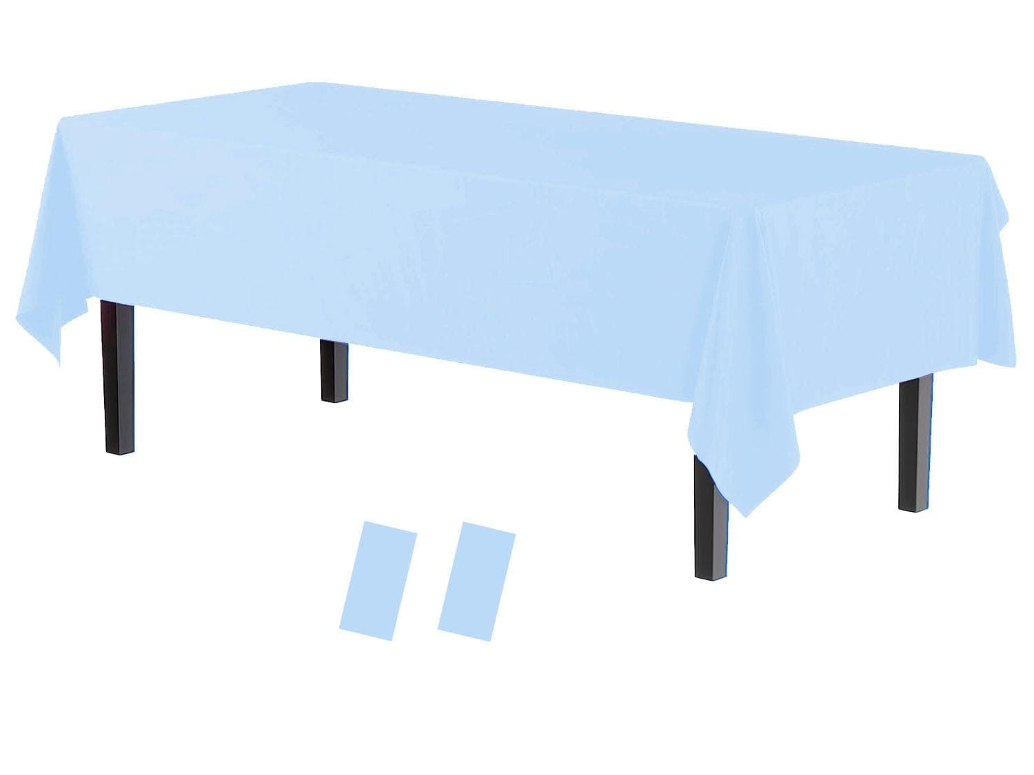 Baby Blue Plastic Tablecloth (2 Pack), 54 x 108 inch Dining Table Cover for Rectangle Table, Light Blue Disposable Tablecloths for Decor Parties, Birthday, Bridal Shower, Wedding