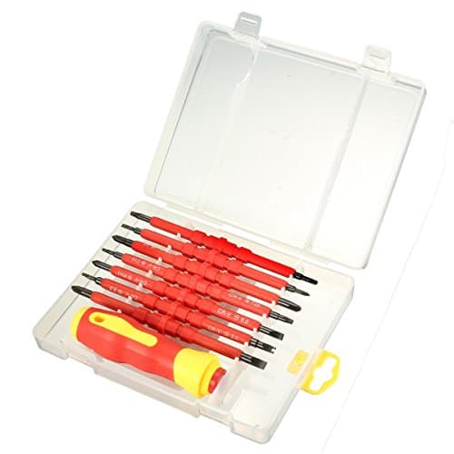 LEKATYS&Trade; Insulated Electrical Screwdriver Phillips and Flat Double Head Precision 7pcs Set Black Finish Blades with Magnetic Tips Home Outdoor Repair Tool Kit