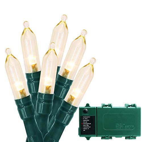 Christmas Lights with Timer Battery Operated String Lights 200 LED 8 Modes String Lights Clear Mini Light Set for Wedding Party Home Garden Wreath, Waterproof, Warm White