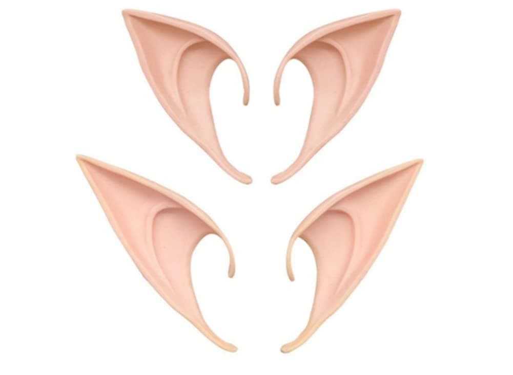 AweilanFairy Pixie Soft Elf Ears Cosplay Accessories Halloween Party Pointed Prosthetic Tips Ear （2 Pairs） (Color)