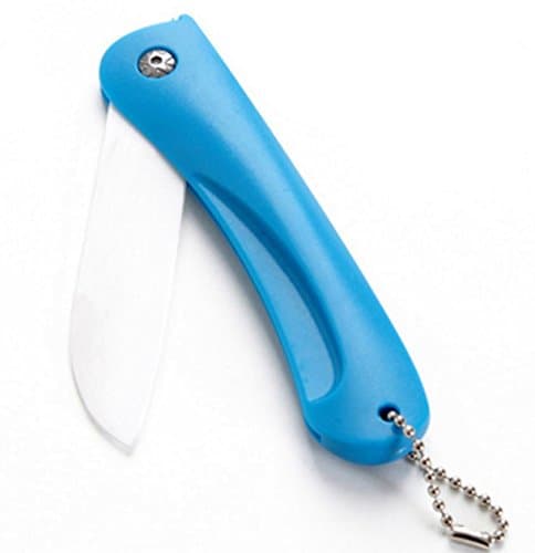paper cutter guillotine Folding ceramic utility knife Letter opener Stationery Cutter for fruit vegetable sushi ceramica knives tools household cutter knife (Blue)