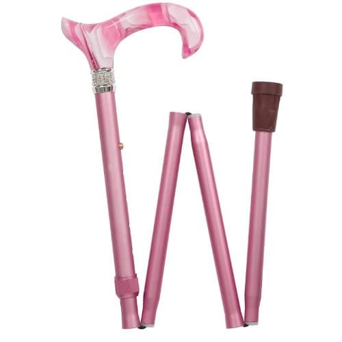 Folding Pink Diamond Walking Cane