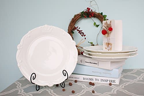 Porcelain Embossed Crown and Bead 8-1/2-Inch Salad/Lunch Plates, Set of 4