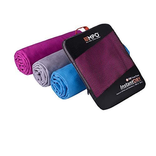EMPO Microfibre Travel Towel with zip carry bag Large, [140cm x 80cm] Super Absorbent Quick Dry, Compact & Lightweight, Perfect for swimming, yoga, gym, camping