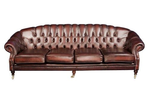 English Classics Lancaster Style Four Seat Leather Chesterfield Sofa