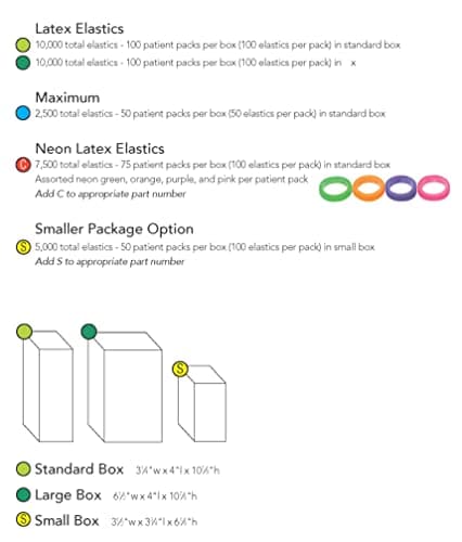American Orthodontics Elastics Wildlife Elephant | Assorted Neon, Heavy, 6.5 Oz, 1/8" Size, 75 Packs Per Box, 7,500 Total | Made in The USA | Neon Colors, Top Quality Latex Tubing