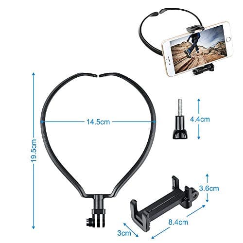 Neck Holder Lazy Neck Holder Stand Universal Neck Hanging Holder Smart Phone Sport Camera Self-timer Tool Adjustable 4-6 inch Bracket Compatible with iPhone Compatible with Samsung GoPro Black