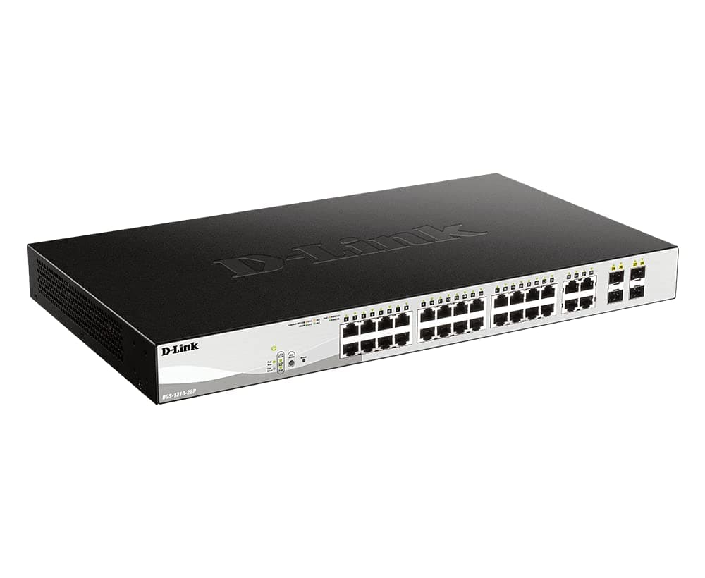 D-Link DGS-1210-28P Web Smart 24-Port GIGABIT POE Switch with 4 SFP Slots, Green