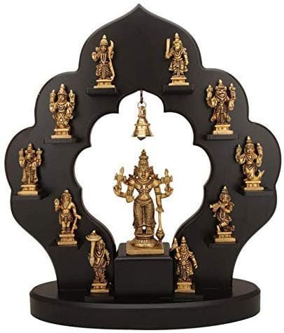 Idol Collections Vishnu Dashavatar Brass Statues with Wooden Frame