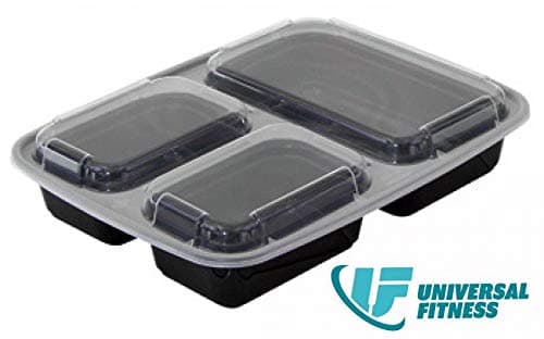 10 Pack 3 Compartment Containers. BPA Free Meal Prep Food Storage Container with Lids. Disposable Japanese Bento Healthy Portion Plastic Lunchbox and Take Away. Microwave and Dishwasher Safe.