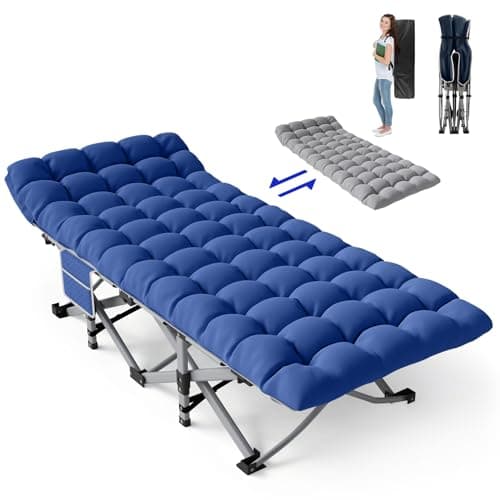 Slendor Folding Camp Cot for Adults - Portable Sleeping Cot with Mattress for Home, Office, Beach, Garden, Fishing - Max Load 800 lbs