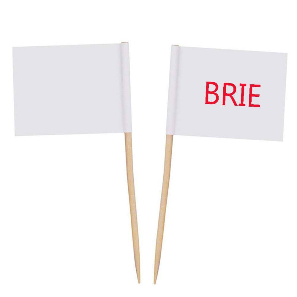 Zehhe Mini Blank White Flags 100Pcs Food Cheese Markers Labeling Picks for Cake Toothpicks Cupcake Decoration Fruit Cocktail Sticks Party Supplies