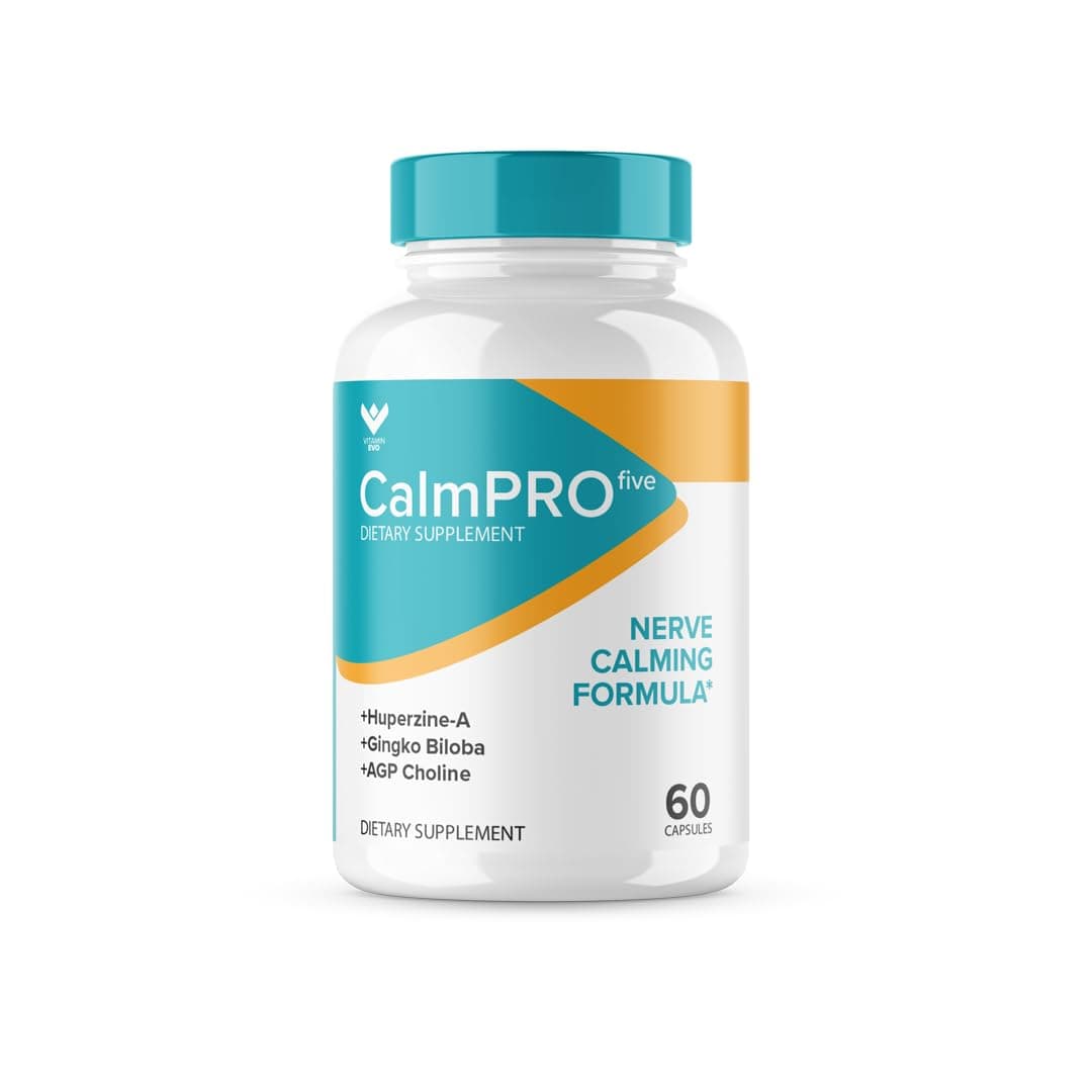 CALMPRO5, Natural Nerve Calm Aid Supplement | 2025 Upgraded Calmpro 5 | Original Formula Calm Pro 5 | Calmpro Five | Nerve Calming Formula Capsules Calmpro Reviews (60 Capsules ) 1 Month Supply
