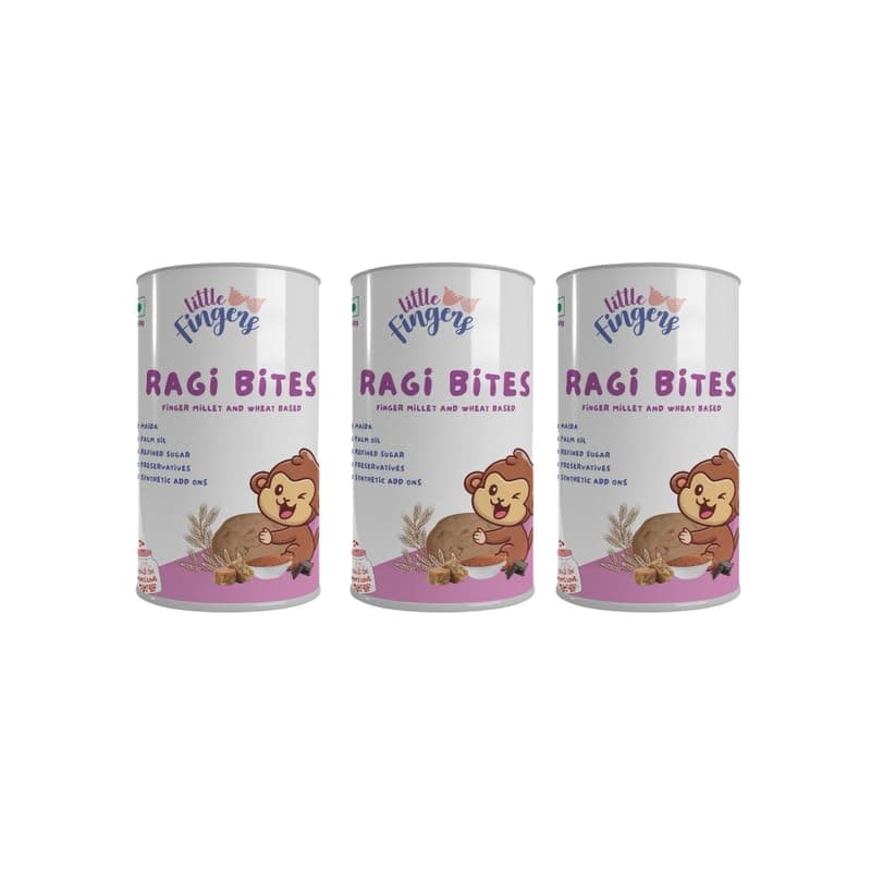Little Fingers Healthy Nutritious Cookies With No Refined Sugar And Preservatives For Kids - 150 Grams Each (Chocolate Flavoured Ragi Bites, 3)