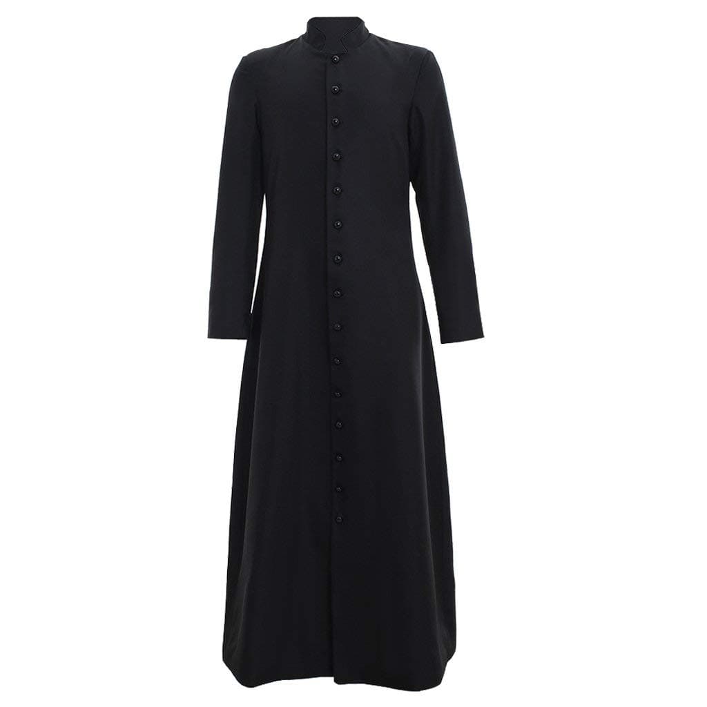 1791's lady Single Breasted Minister Cassock Choir Cassock Robe Clergy Pulpit Liturgical Vestment (S:Height65-67 Chest34-36 Waist28-30 Hips35-37, Black)