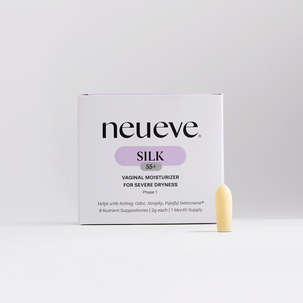 NeuEve Silk Age 55+ l Suppositories for Menopause Relief, l Dryness, Irritation & Itching, with All-Natural Ingredients, Phase 1 | 8 Count | 1-Month Supply