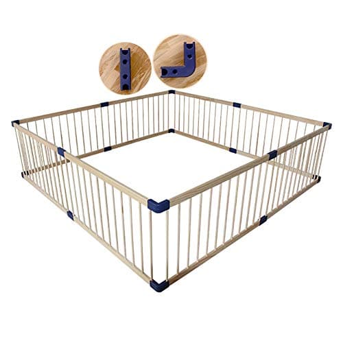Play yard Extra Large Foldable Wooden Baby Playpen with Walk-Through Door in Two Directions, Security Fence (Size : 190x190cm)