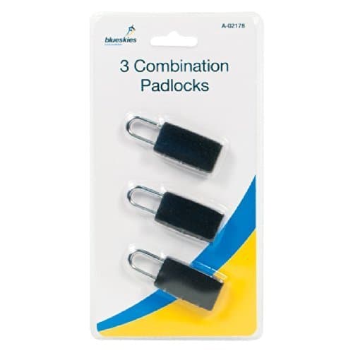 Combination Padlocks - 3 Pack, Luggage Safety, Suitcases, Gym Locker