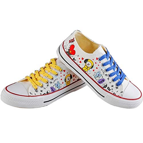 DHSPKN BTS Cartoon Canvas Shoes BTS Merchandise Bangtan Boys Jungkook Jimin Suga V Hiphop Sneakers