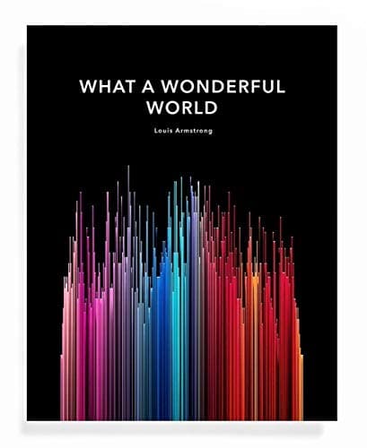 NEON Sound Wave Art Print - What A Wonderful World - Amazing Mother Day Gifts - 11 x 14 Unframed Music Art for Louis Armstrong Fan and Mother swp 206
