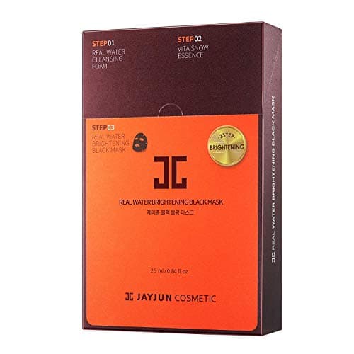 JAYJUN Real Water Brightening Black Mask, Pack of 10 Sheets, Jeju Seawater, 0.84 fl. oz, 25ml, Hydrating, Daily, KBeauty…