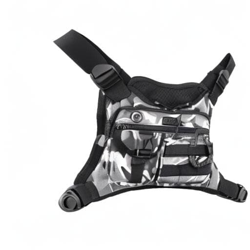 Chest Bag For Men, Tactical Inspired Sports Utility Chest Pack, EDC Pouch Bag With Built-In Phone Holder for Workouts, Running, Cycling, Grey