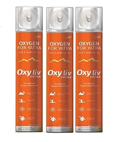 OXY LIV YATRA ULTRA PORTABLE PURE OXYGEN GAS CAN/CYLINDER BUY 2 (12 Litre) GET 1 (6 Litre) FREE For High Altitude, Pollution And Breathlessness.