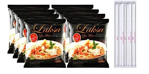 Prima Taste Laksa La Mian, Singapore Premium Noodles, Laksa Instant Noodles, Plus Free Chopsticks Pack Of 8 (Laksa)