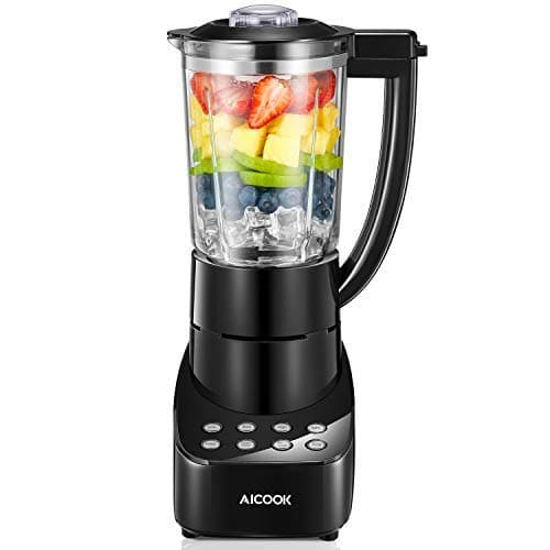 Smoothie Blender, Heavy Duty Glass Jar Blender for Fruit, Vegetable and Ice Crush, 48 Oz Large Capacity with 6 Adjustable Function Juice Blender, 700W Powerful Commercial Blender, Black