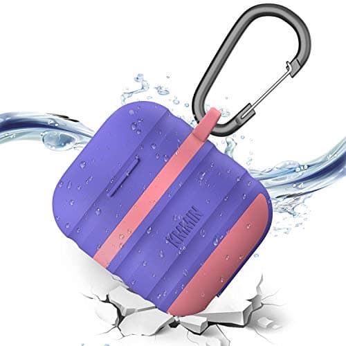 AirPods Case, KMMIN Waterproof AirPods Case Cover for Apple AirPods 1&2 Wireless Charging Case Premium Silicone Protective Case Skin Airpods Accesssories, LED Light Visible